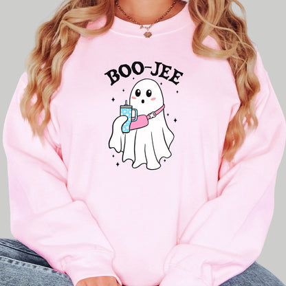 Trendy Pink Boojee Ghost Crewneck Sweater Sweatshirt 