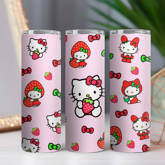 Strawberry  Pink Kitty 20oz Stainless Steel Tumbler Cup